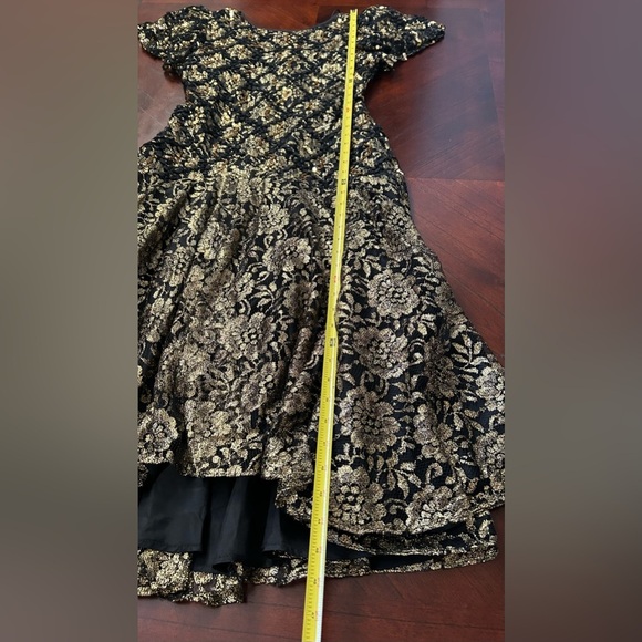 VINTAGE HW COLLECTIONS Chic Black and Gold Lace Midi Dress - Picture 10 of 11